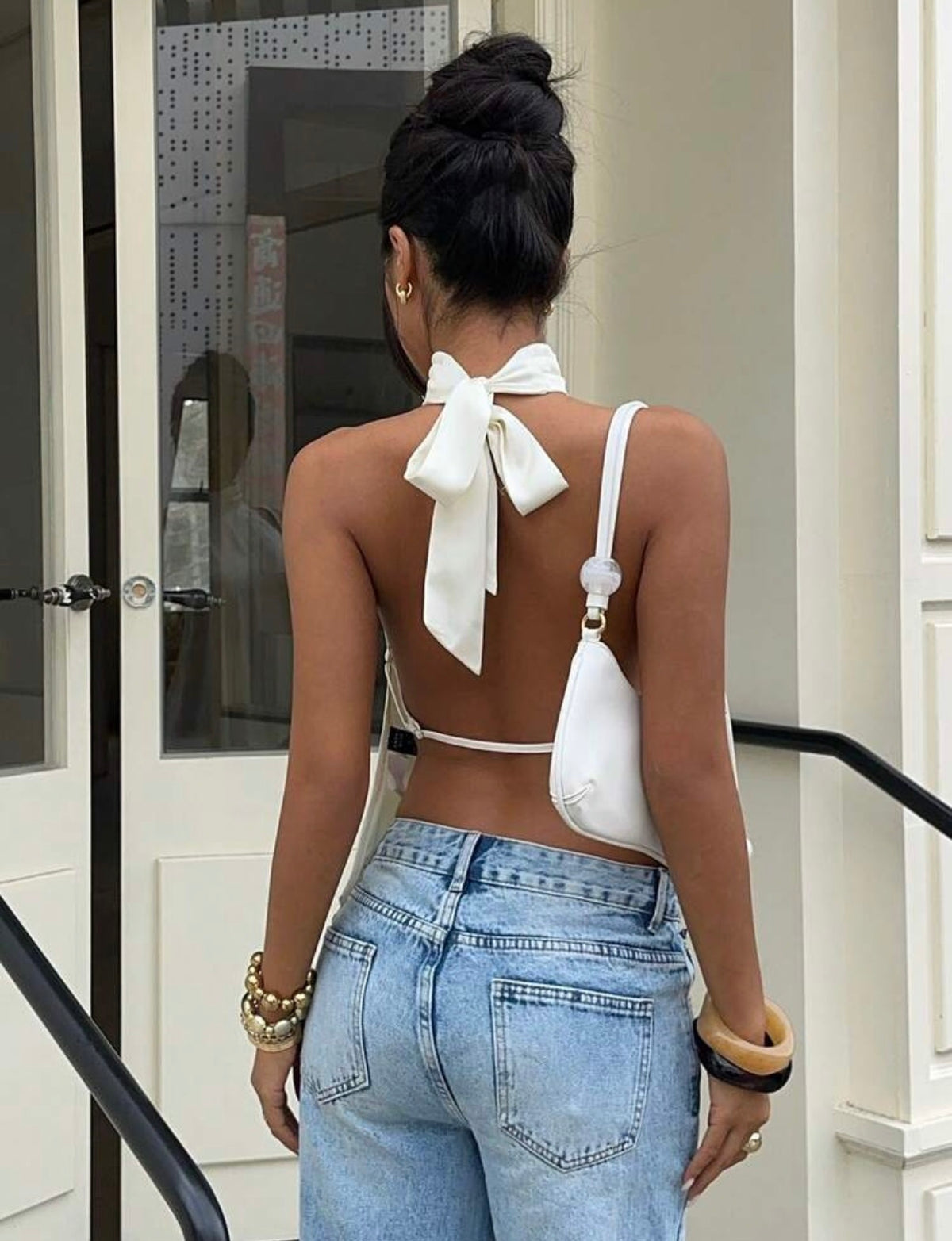 Asymmetric Satin Halter Top
