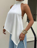 Asymmetric Satin Halter Top