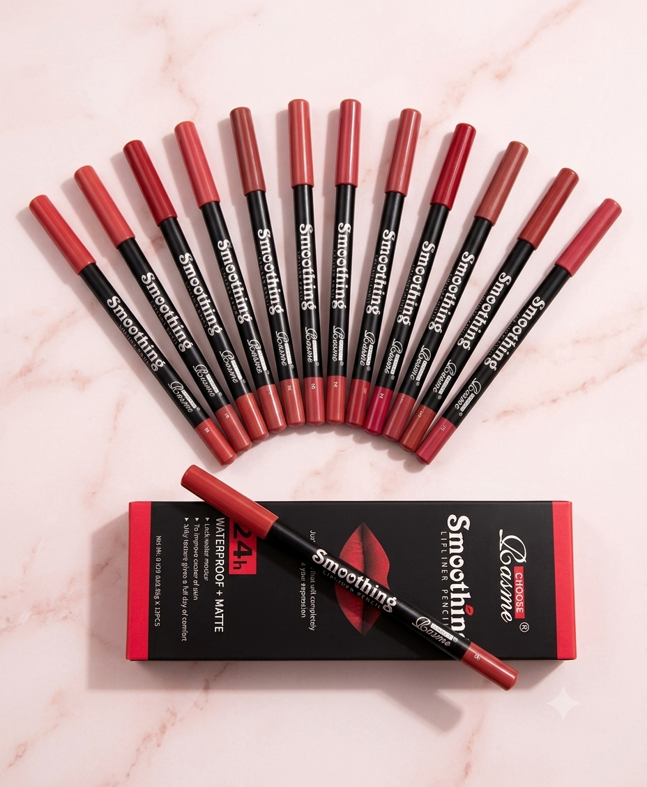 12-Piece 24h Waterproof Matte Lip Liner Pencil Set