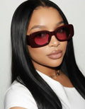Vintage Chunky Thick-Frame Rectangle Sunglasses