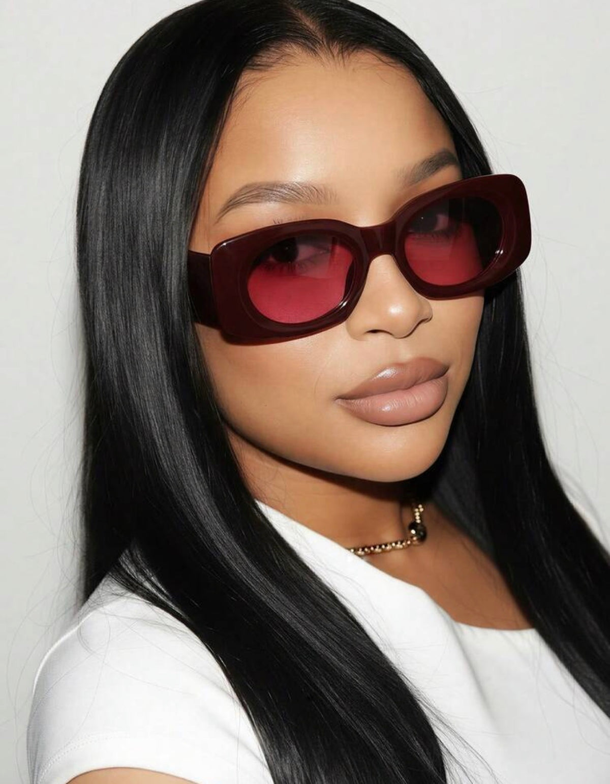 Vintage Chunky Thick-Frame Rectangle Sunglasses