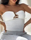 Aurelia Gold-Accented Strapless Ruched Top