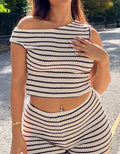 Black & White Striped Crochet Two-Piece Set