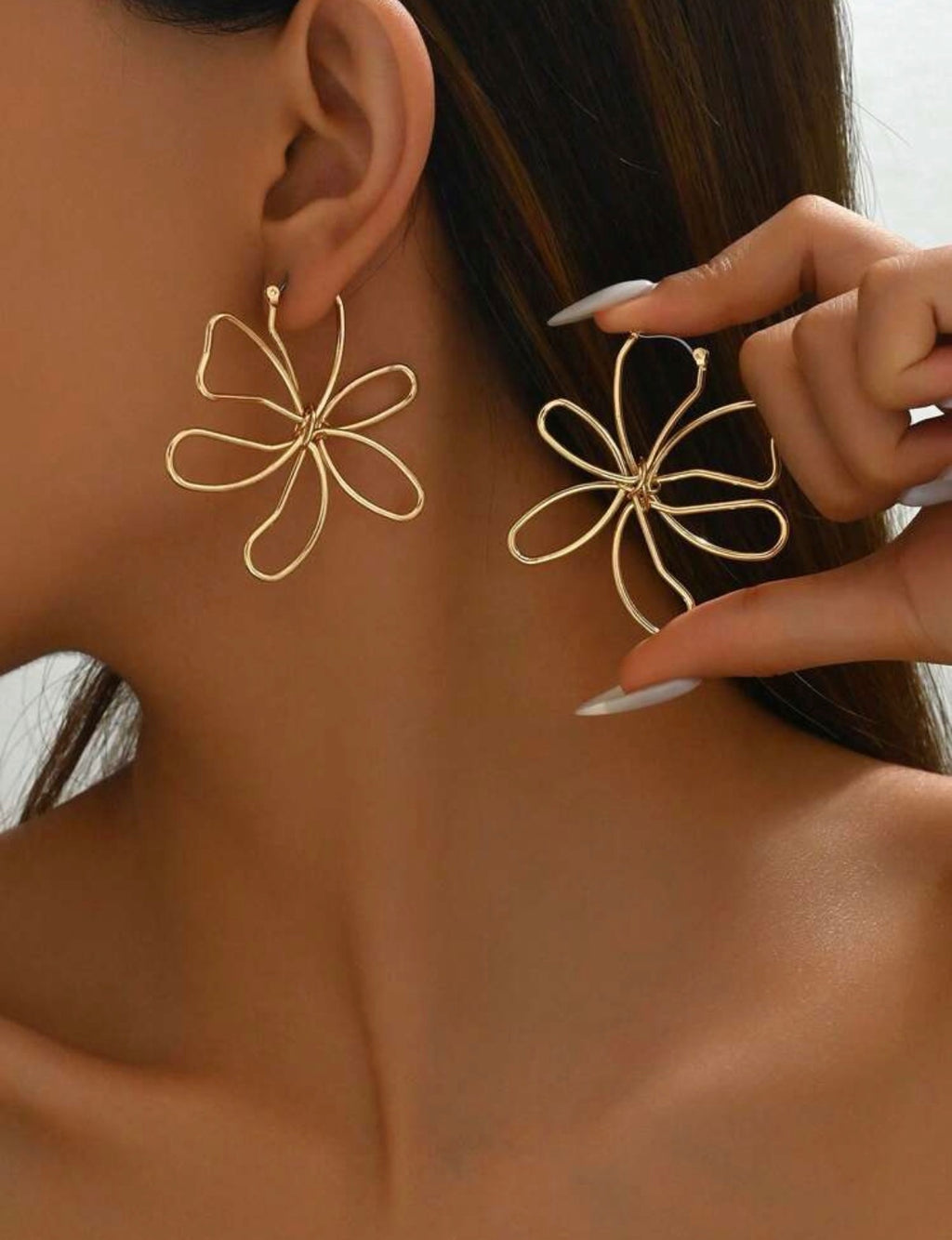 Flora Open-Loop Gold Statement Earrings