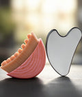 2-Piece Facial Skincare Set: Silicone Exfoliating Cleansing Brush and Heart-Shaped Metal Gua Sha Tool