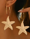 Textured Gold Starfish Hoop Earrings