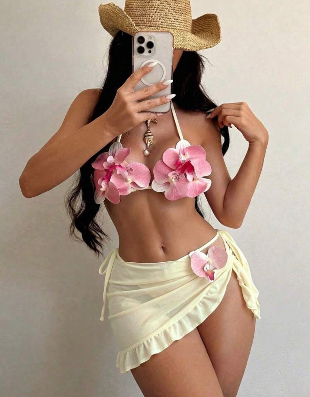 Plum Purple 3-Piece Orchid Floral Bikini