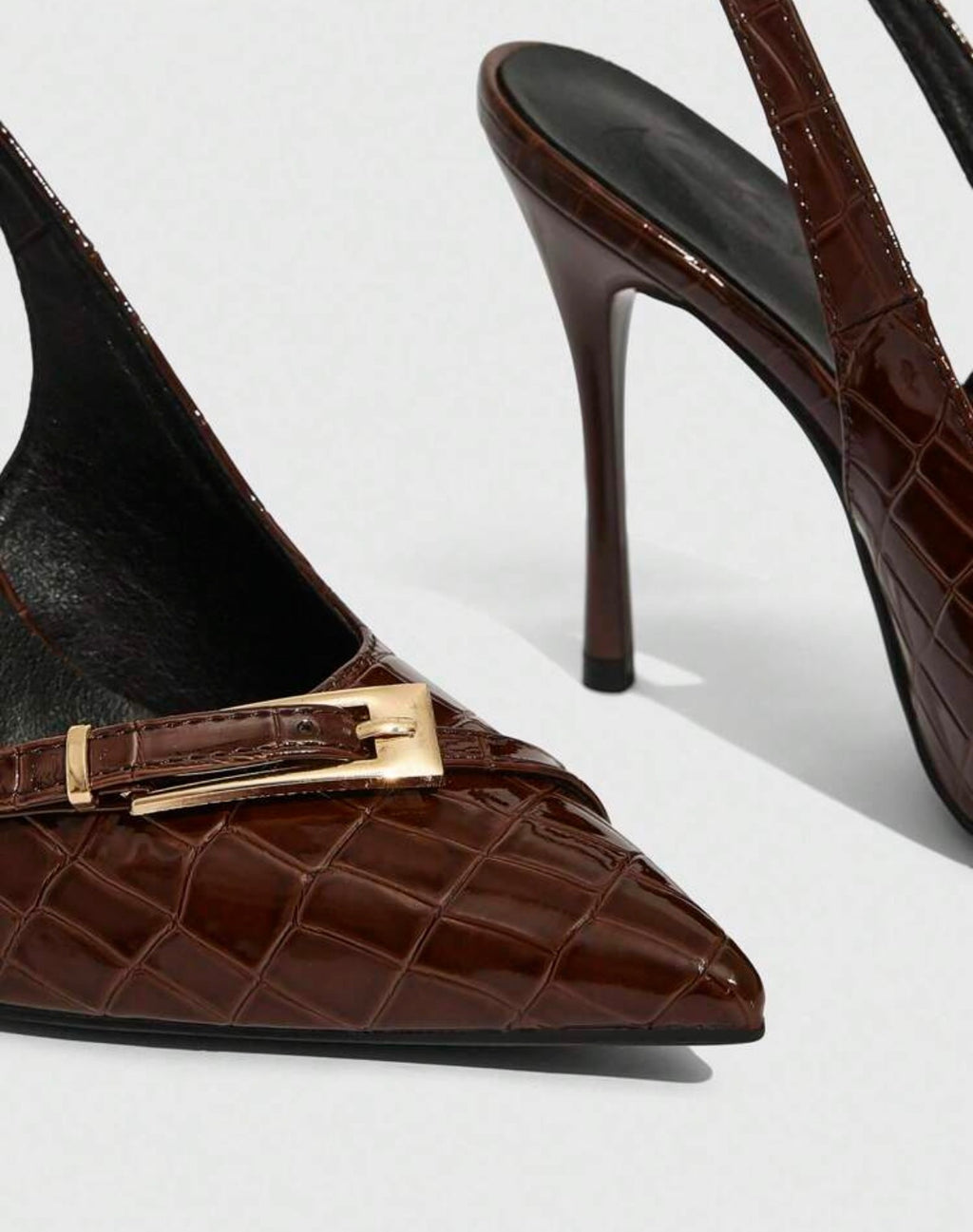 Brown Bow Slingback Pumps