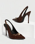 Brown Bow Slingback Pumps