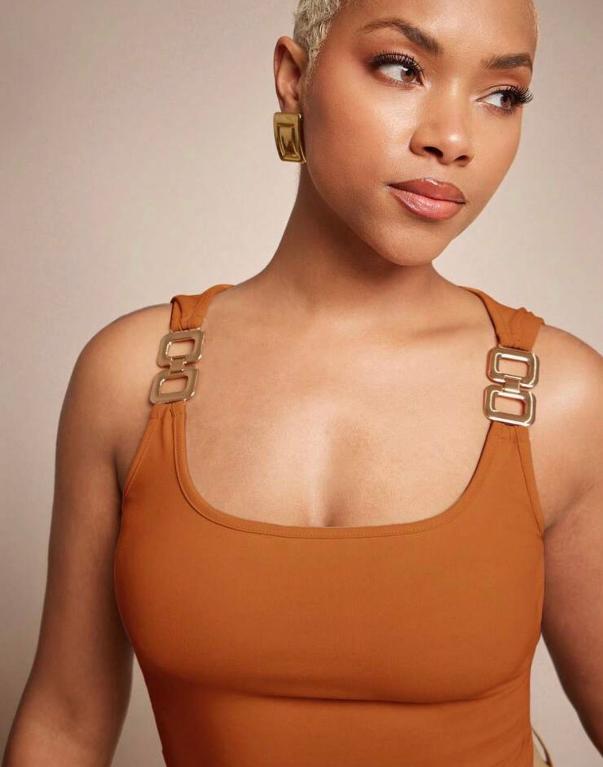 Minimalist Gold Buckle Strap Crop Top