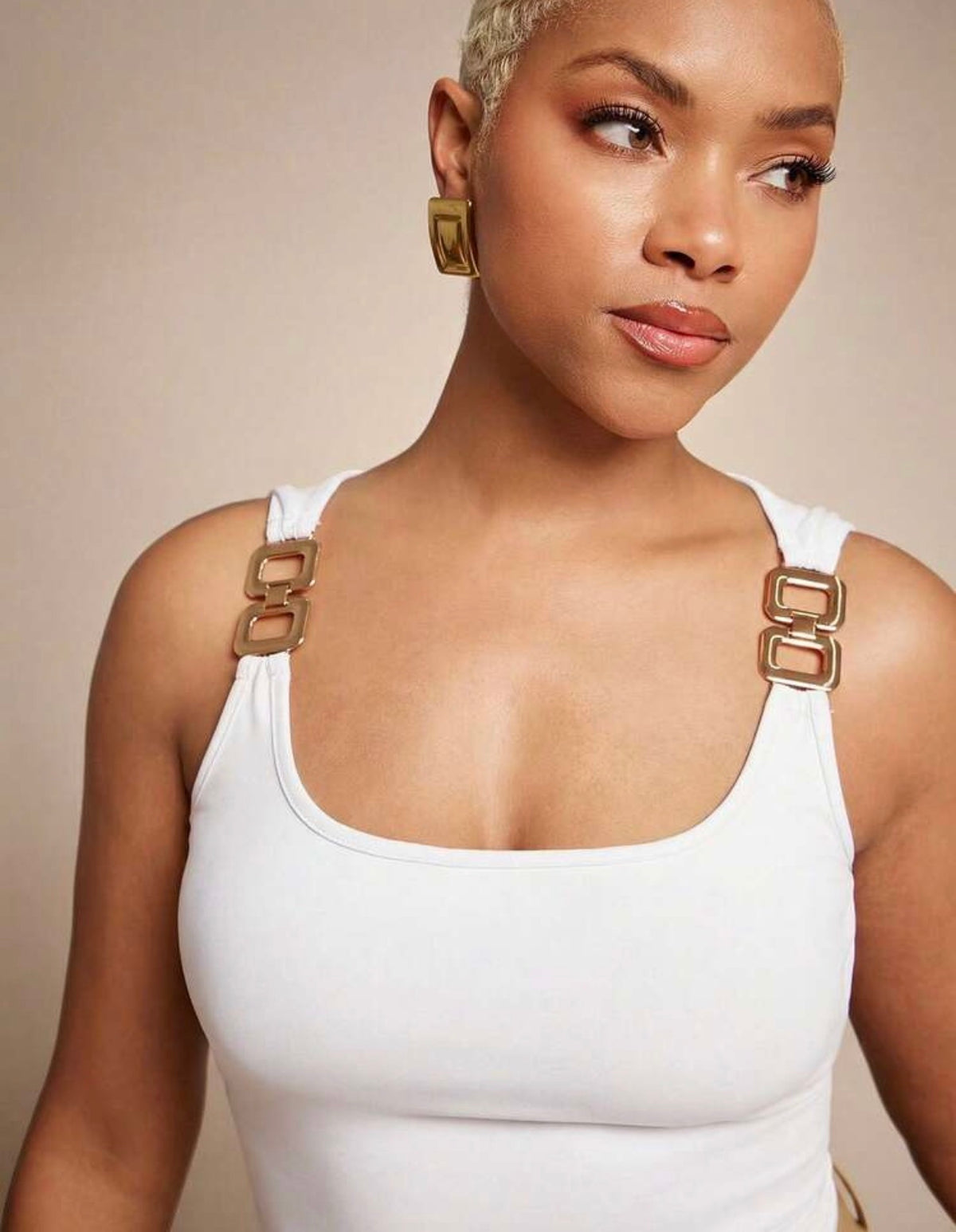 Minimalist Gold Buckle Strap Crop Top