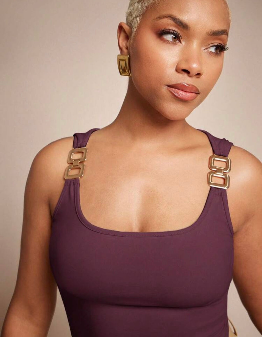 Minimalist Gold Buckle Strap Crop Top