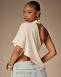 Edgy Asymmetrical One-Shoulder Drape Top
